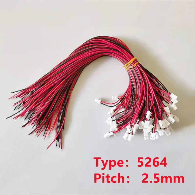 Único Fio Principal Eletrônico da Conexão da Cor Linha Terminal Espaçamento 2.5 mm 2p 26awg 300 mm 5264 100 Pcs