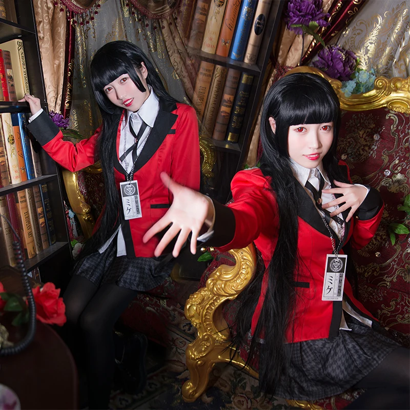 Аниме Kakegurui Yumeko Jabami Saotome школьная форма для девочек косплей костюм на Хэллоуин