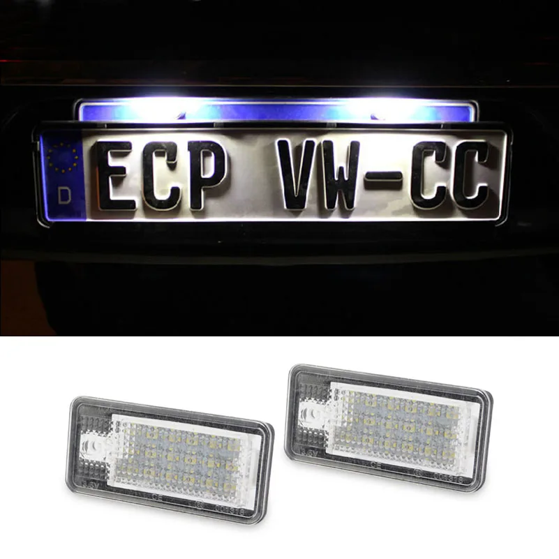 

2PCS LED License Plate Light Number Plate Lamp For Audi Q7 A3 S3 A4 S4 B6 A6 C6 A8 S8 RS4 Cabriolet Avant Quattro