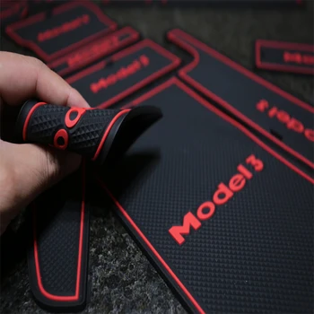 

Foal Burning 14 PCS Car Interior Accessories Door Storage Mat, Gate Slot Mat, Coaster Mat Dust-Proof Anti-Slip for Tesla Model 3