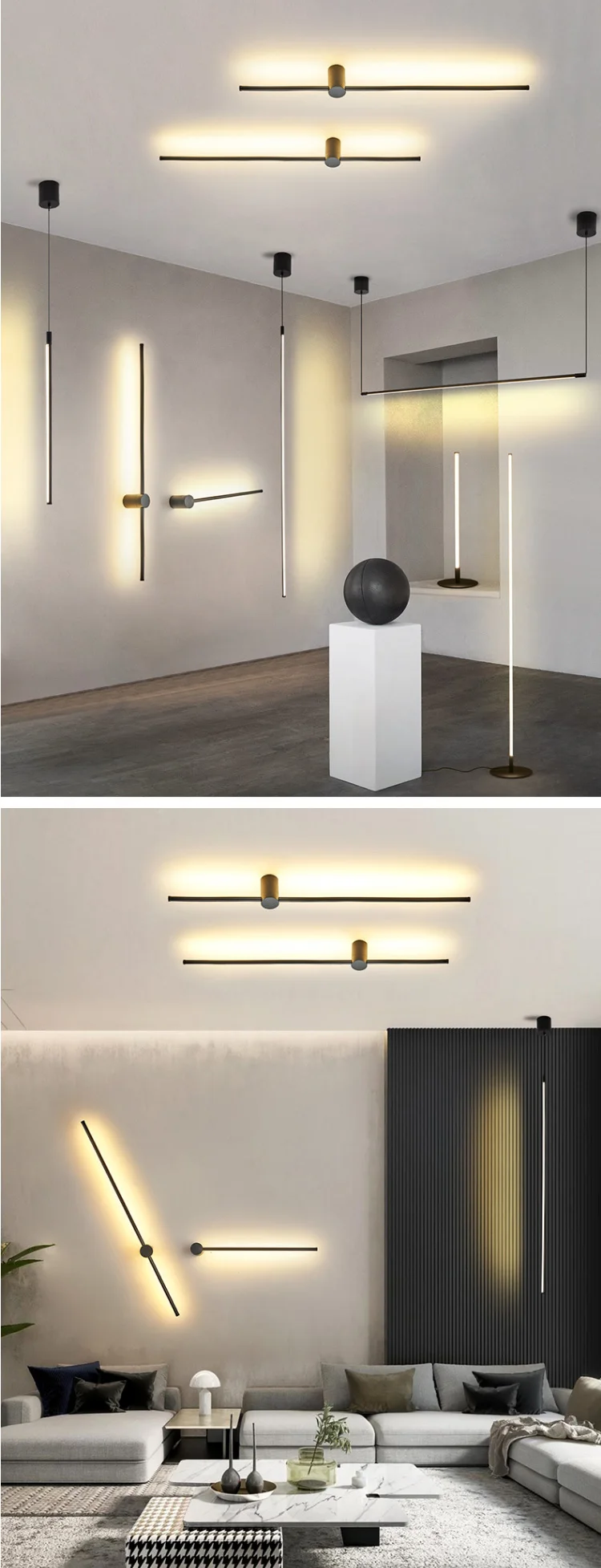 Золотой/черный современный светодиодный светильник-зеркало для ванной, спальни, изголовья, настенное бра, 0,65 м~ 1,45 м, простая настенная лампа для гостиной