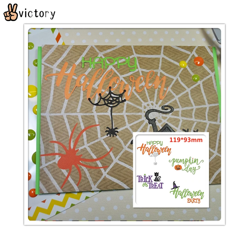

Halloween Word Set Pumpkin Spider Trick or Treat Letter Metal Cutting Dies Stencil for Scrapbooking Embossing Diy Paper Card