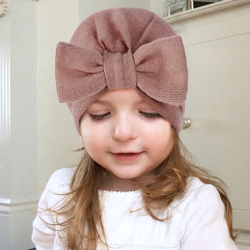 Newborn Infant Toddler Baby Cap Baby Girl Summer Hat Bow Beanie Scarf