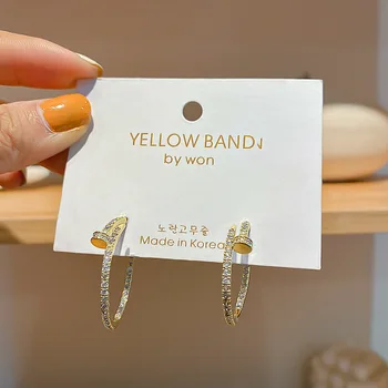 

2020 New Korea Style Simple Sweet Cute Nail Geometric Circle Exaggeration Hoop Earrings for Women Fashion Jewelry Accessories