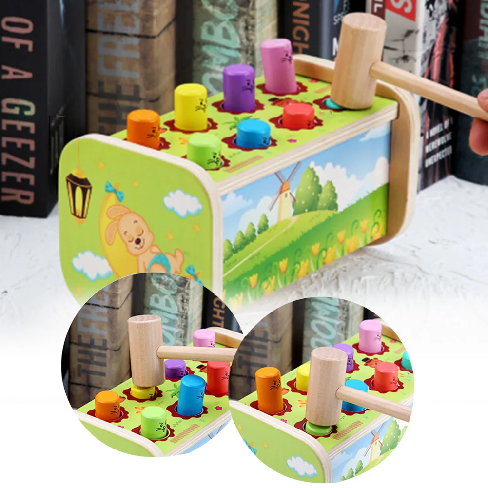 

Deluxe Pounding Bench Hammering Wooden Kid Toy Tumbler Fun Pounding Bench Children's Learning Educational Toy with Mallet Hammer