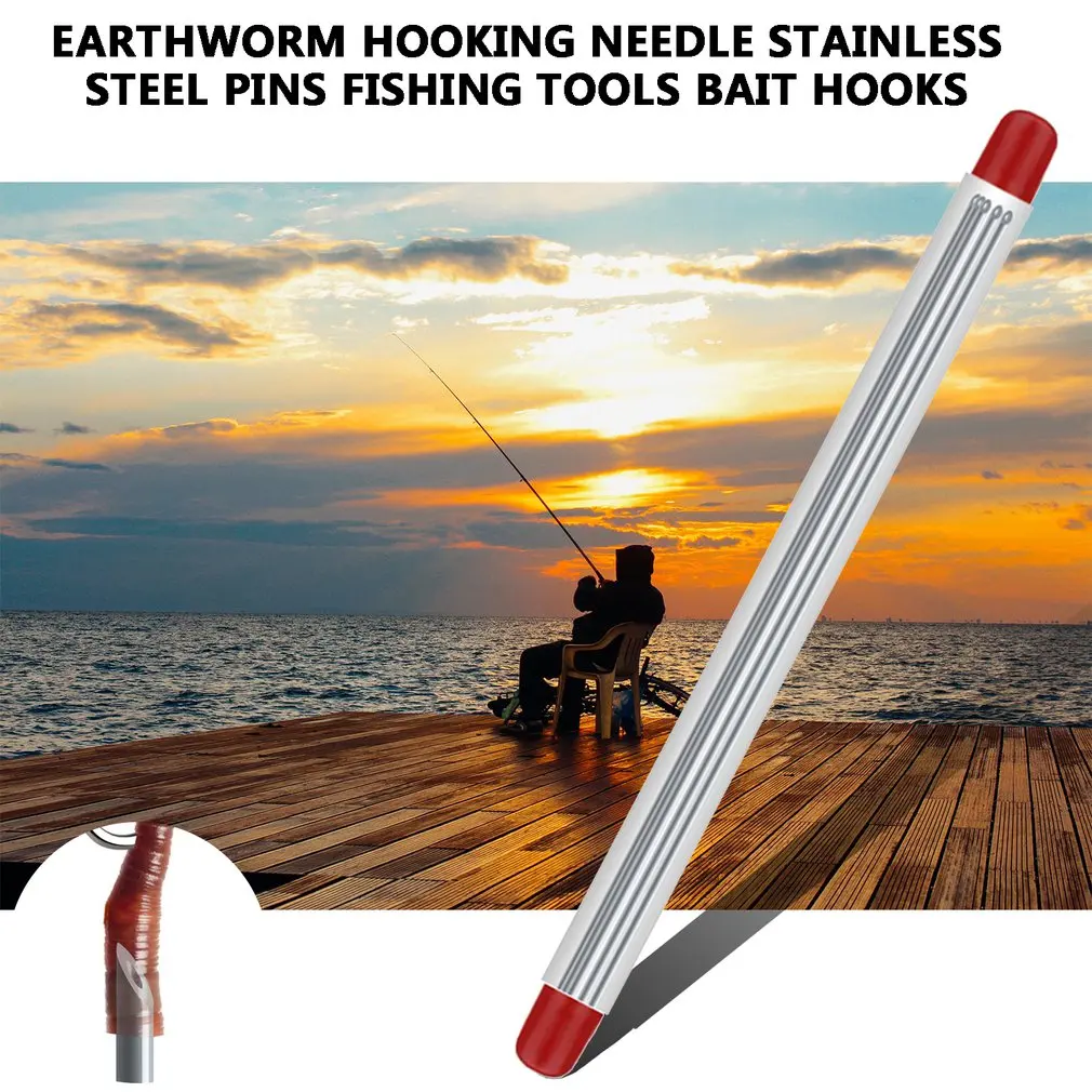 

5pcs Quick Earthworm Hooking Needle Stainless Steel Pins Fishing Tools Bait Hooks No-Escaping 20cm Hook Needles Dropshipping