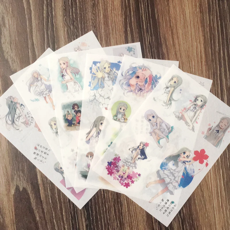 

6pcs/lot Ano hi mita hana no namae wo bokutachi wa mada shiranai Anime Stickers Pegatinas Book Sticker Skateboard Doodle Sticker