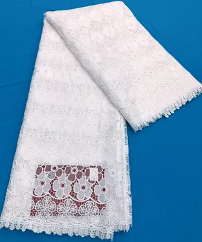 

High Quality flowers design African Guipure Cord Lace Fabric Latest White Nigerian French Network Cord Lace Fabric For Dress