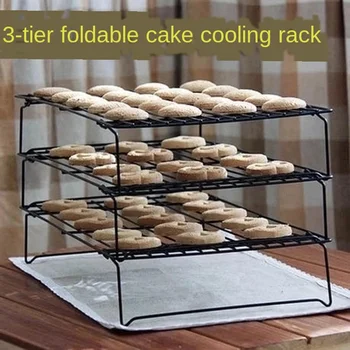 

Creative color box folding baking utensils metal three-layer cake cooling rack drying cake rack drying net Stainless Steel