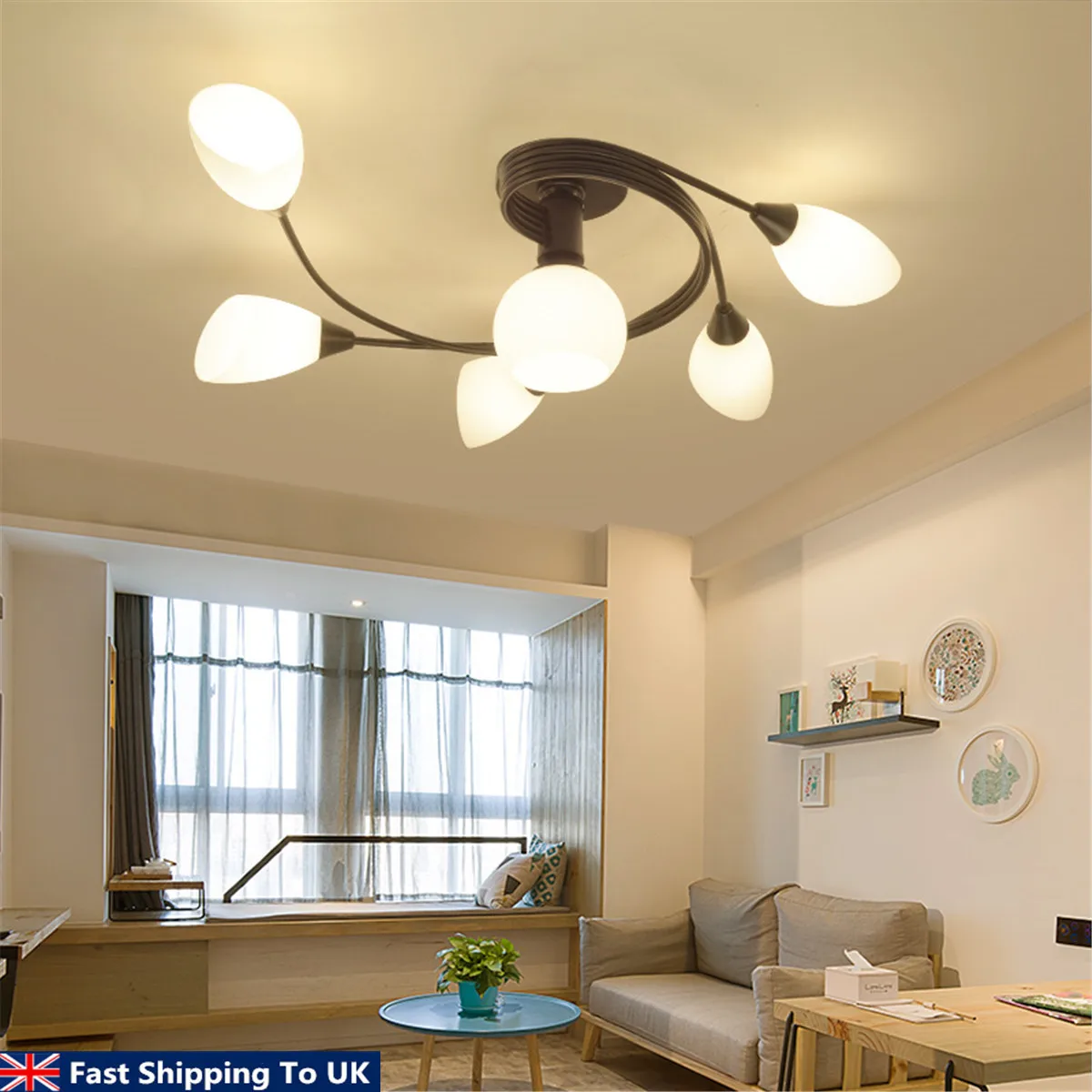 3 1 5 1 Lamp Head Led Ceiling Light Multiple Rod Iron Ceiling