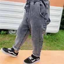 Детские идол 19 осень и зима стиль гусеничный Мода Вентилятор да карман джинсовые брюки для мальчиков джинсы для девочек