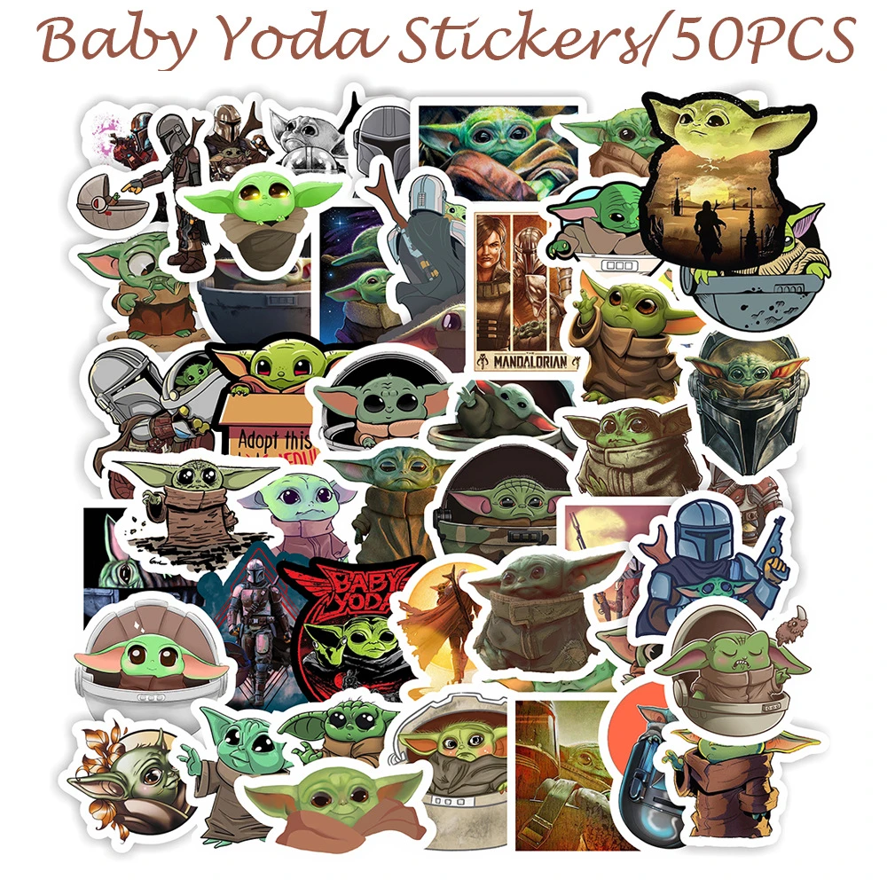 50pcs Star Wars Yoda Baby Skateboard Waterproof Sticker Luggage Car Guaitar Phone Laptop Bicycle The Mandalorian Stickers Stickers Aliexpress