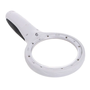 

10X Handheld Magnifier Magnifying Glass Lens Loupe 8 LED Light With Money Detect