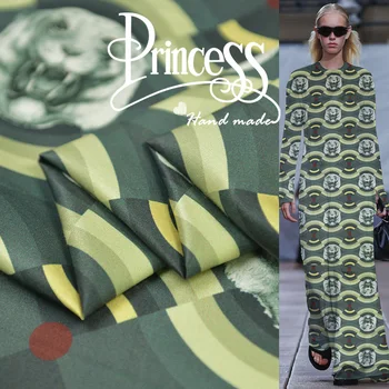

19 Autumn New 135cm Wide 20momme 55%silk 45%cotton Tiger Printed Fabric for Women Dress Fashion Cloth Diy Sewing Free Shipping