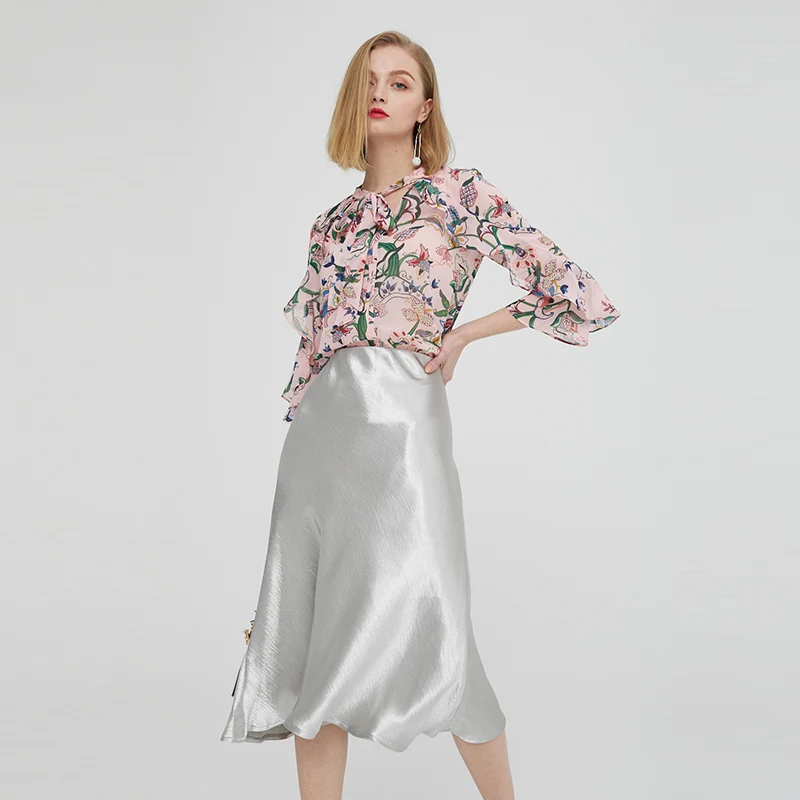 

Women Bodycon Skirts Casual Satin Silk Long Maxi Skirt Femme Streetwear Evening Party High Waist Skirts