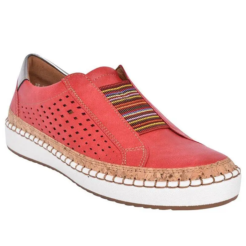 Puimentiua/женские кроссовки без шнуровки; обувь из вулканизированной кожи; Повседневная дышащая обувь; женская обувь из мягкой кожи на плоской платформе; женские кроссовки - Цвет: red