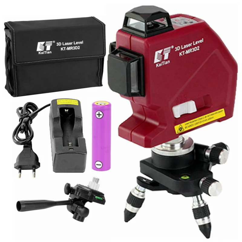 

Kaitian 3D Laser Level 12Lines Self Leveling Horizontal&Vertical Super Powerful Precision Red Laser 360 Bracket Can Use Receiver