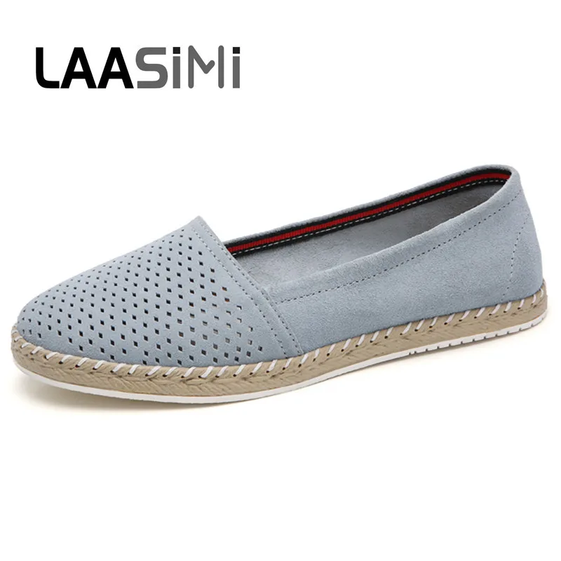 LAASIMI primavera zapatos de mujer bajos de cuero genuino Slip On