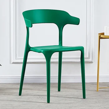 

Modern Simple Plastic Dining Chair Adult Negotiable Fashion Leisure Chair Restaurant Net Red Horn Chair Household Back Chair