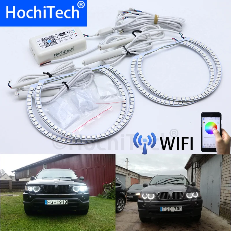 

Wifi Wireless RGB Multi-Color LED Angel Eye Halo Rings Day Light DRL for BMW E53 X5 2000 2001 2002 2003
