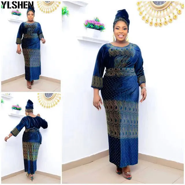 African Dresses for Women 3 Piece Set Dashiki Diamonds Tops Skirt African Clothes Bazin Broder Riche Fashion Robe Africaine Femme 21