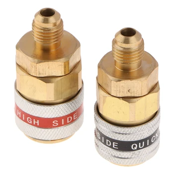 

1 Pair R134A H/L Auto Car Quick Coupler Connector Brass Adapters Air Conditioning Adjustable AC Manifold Gauge