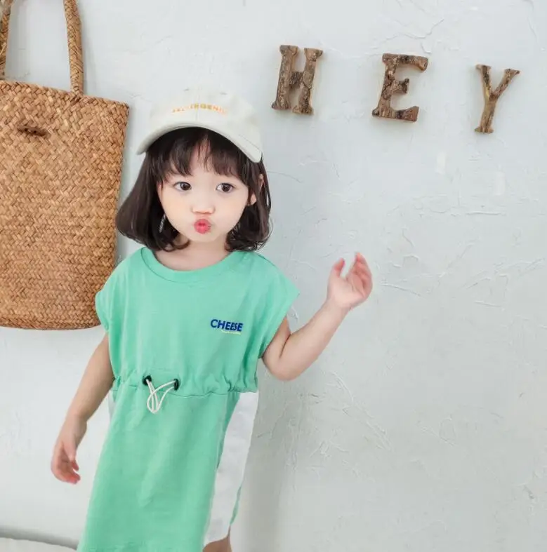 Новое Стильное платье для девочек, модное весенне-летнее Хлопковое платье для девочек 1-6 лет