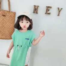 Новое Стильное платье для девочек, модное весенне-летнее Хлопковое платье для девочек 1-6 лет