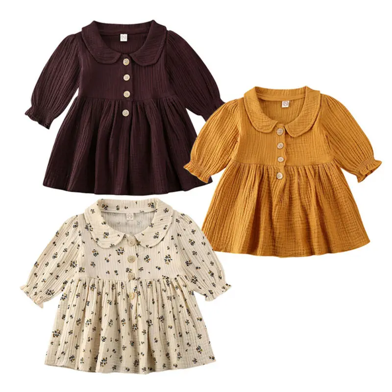 

Newborn Baby Girl 0-4T Floral Tutu Long Sleeve Dress Party Wedding Princess Dresses