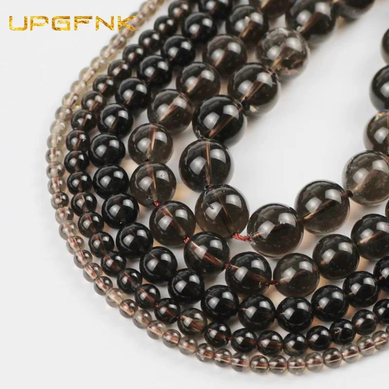 UPGFNK Natural Brown Tea Crystal Beads Round Loose Stone beads for Jewelry Making DIY Bracelet Accessories 15&quot 4 5 6 8 10 12mm |