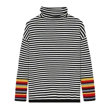 ^#Cheap Women Turtle Neck Sweaters Black White Cross Stripes Pullover Knitwear Female Autumn Spring Casual High Collar Design Sweater ^#Cheap Women Turtle Neck Sweaters Black White Cross Stripes Pullover Knitwear Female Autumn Spring Casual High Collar Design Sweater