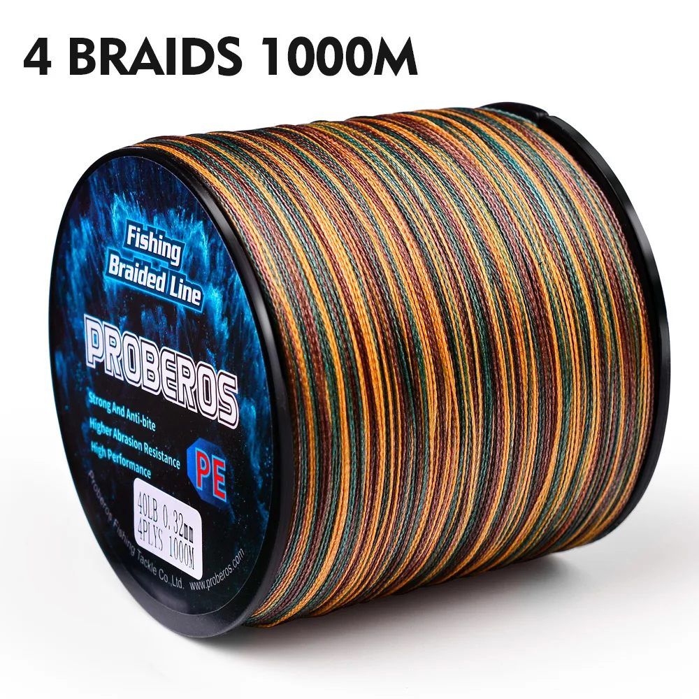 PROBEROS 4 and 8 Strands Fishing Line 300M-500M-1000M PE Braided Line  10LB-100LB Multifilament Fishing Line Smooth for Bass Fish