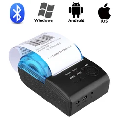 Imprimante de reçus portable Bluetooth 58mm, imprimante thermique avec port USB, système mobile pos 