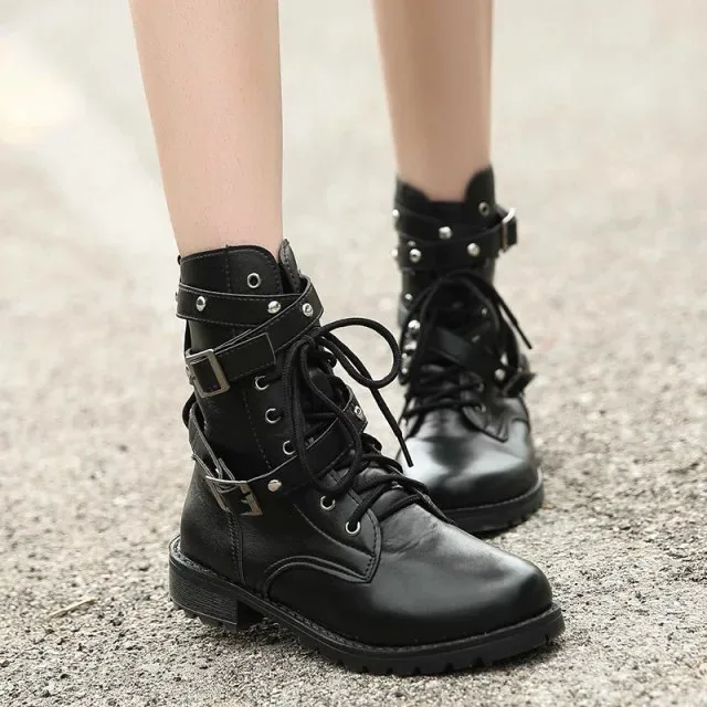 Г. Модная женская обувь в стиле стимпанк, готический стиль, Ретро стиль, панк, пряжка, военные зимние сапоги, женская обувь