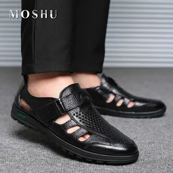 

Fisherman Shoes Men Beach Shoes Casual Driving Flats Pu Leather Slip On Hook Loop Footwear Male Dress Wedding zapatos hombre