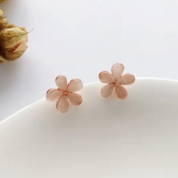 

Fashion Simple Geometric Flower Earrings Stone Female Temperament Charming Opal Stud Earrings for Women Wedding Gift Jewelry