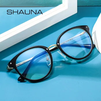 

SHAUNA Classic Anti Blue Light Eyeglasses Frames Fashion TR Round Optical Frame
