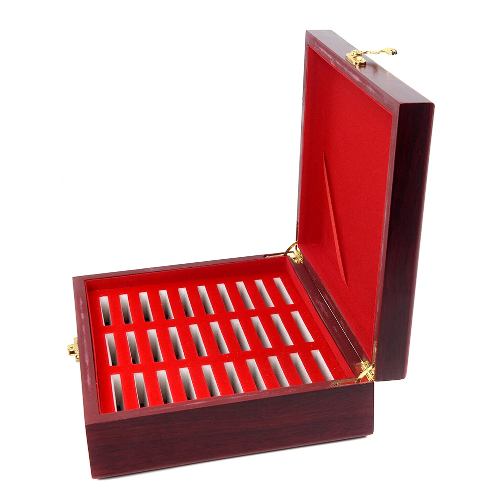  30 Pcs Round Coins Holders Storage Container Case Portable Wooden Display Box Collection BJStore