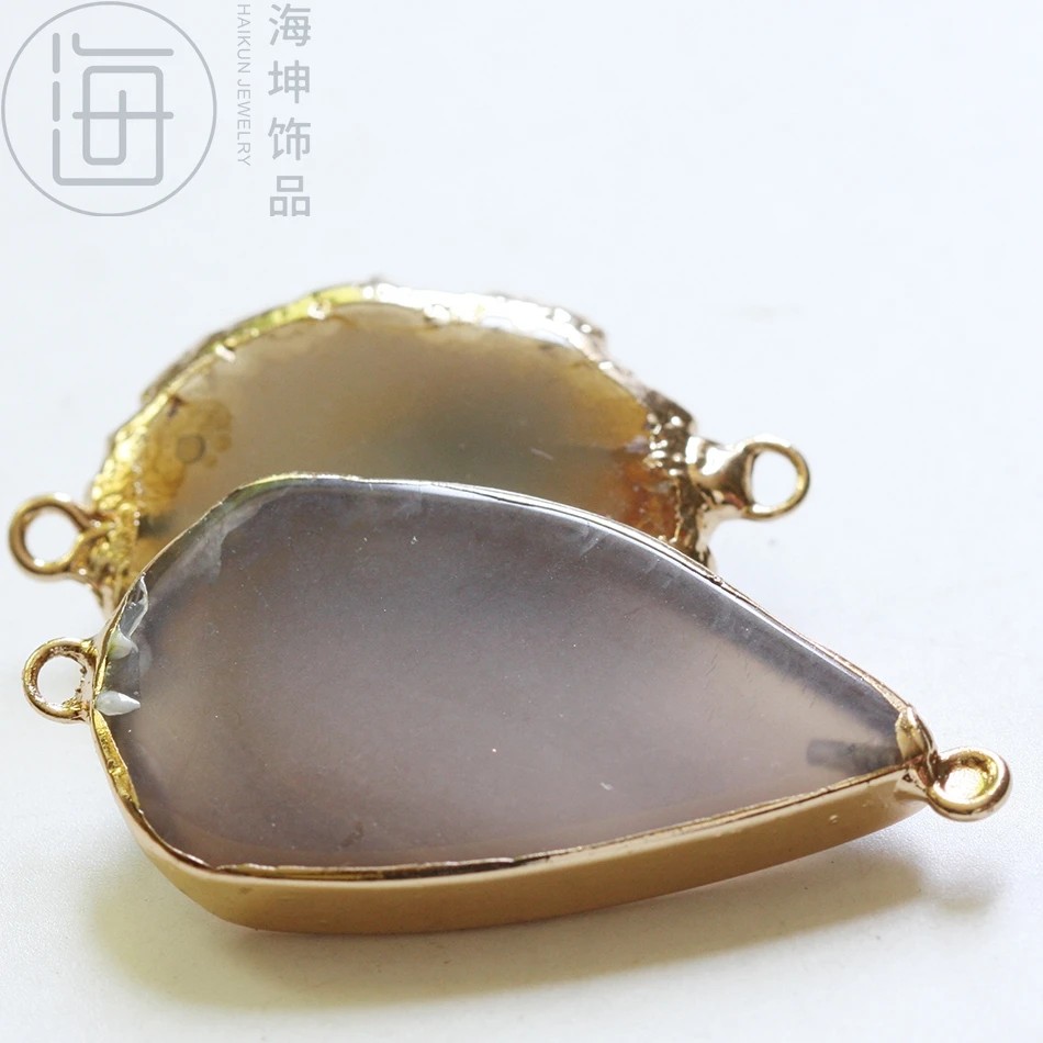 Соединитель из натурального камня в металлической рамке (ZH856) | Украшения и