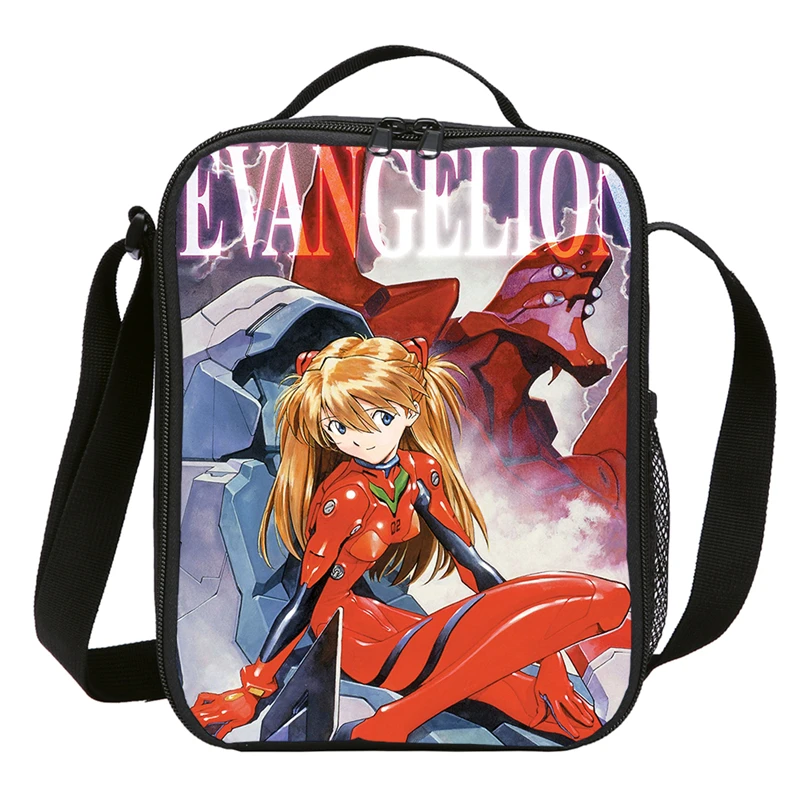 Мультяшная Детская сумка для ланча с неоновым принтом GENESIS EVANGELION EVA, сумка-холодильник на плечо, термоизолированная теплая школьная коробка для ланча