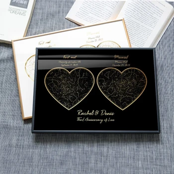 

Real Gold foil custom 2 location star map Constellation print personalized Anniversary gifts for boyfriend girlfriend men couple