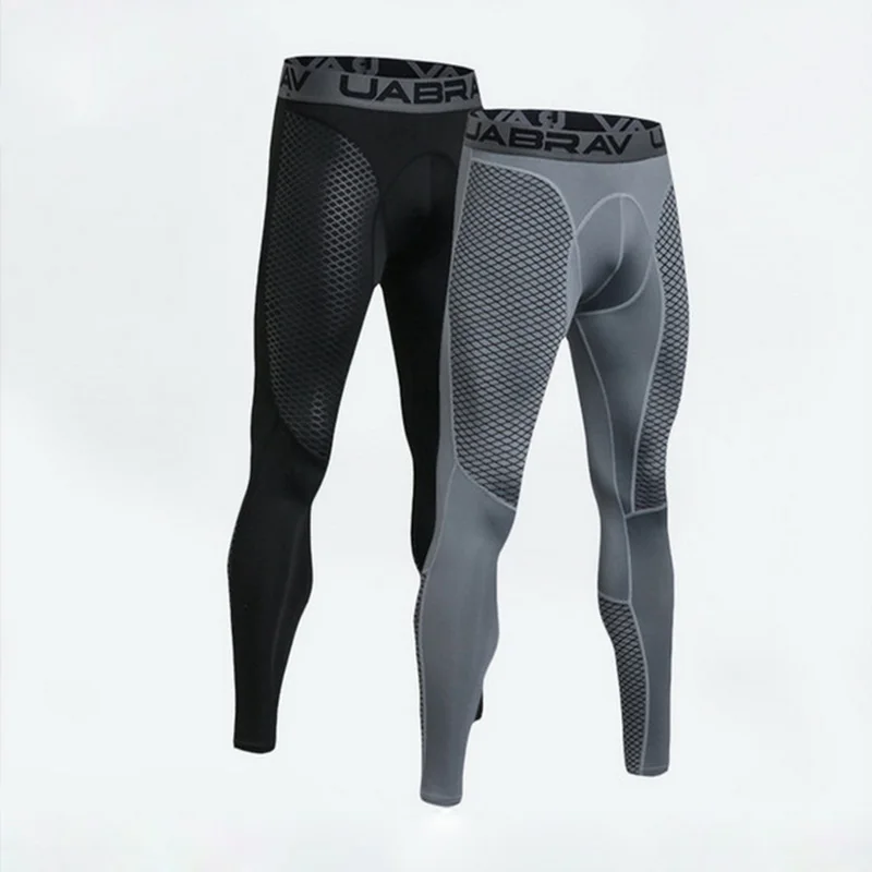 Men Sports Fitness Tights Running Base Layer Pants Gym Exercise Training Leggings Basketball Trousers Breathable Quick Dry Sweat