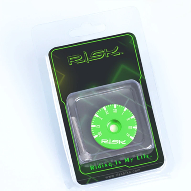 Clock Green Risk Bicycle Headset Cap For Mountain Road Bike Colourful CNC Aluminum 1 1/8"(28.6mm) Steerer Fork Headset Stem Top Cap 9.2g - Цвет: Clock Green