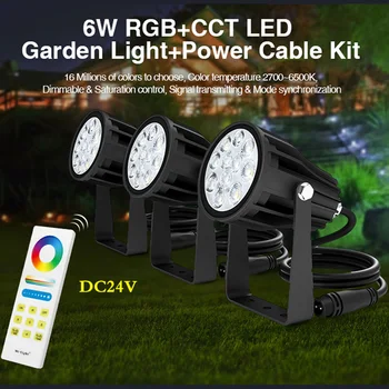 

new arrive 6W RGB+CCT LED Garden Light+Power+Cable+2.4GHz wireless remote control;3pcs IP66 DC24V outdoor light set series Kit