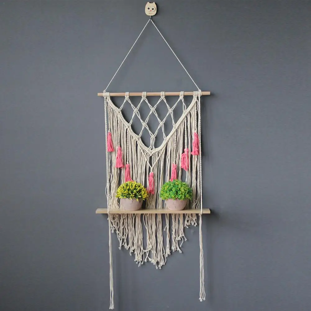 

Hand-woven Tapestry Bohemian Wall Hanging Decoration Painting DIY Wall Rack Cotton Line Blanket Beige Creative Tapestry