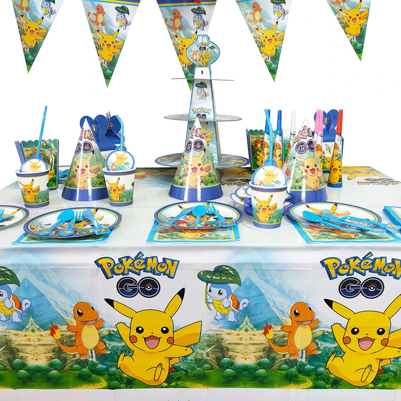 

Pokemon Pocket Monsters Birthday Party Decoration Toy Set Cartoon Pikachu Anime Figures Family Party Dining Table Toy Child Gift