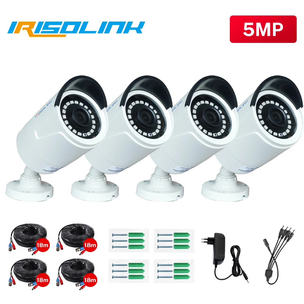 Irisolink камера видеонаблюдения 4 шт./лот 5MP AHD безопасности 60ft BNC и DC штепсельная