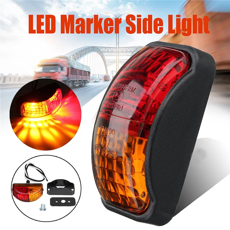 4PCS LED Lights 12 v Truck 4pcs 2 LED Red Amber Side Marker Lights Lamp Trailer Truck Lorry Caravan