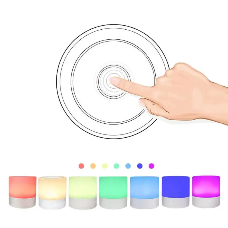 Cylindrical LED Night Lamp Creative 7 Colors Portable Bedside Table Light Energy Save Lighting Decorative Ornament