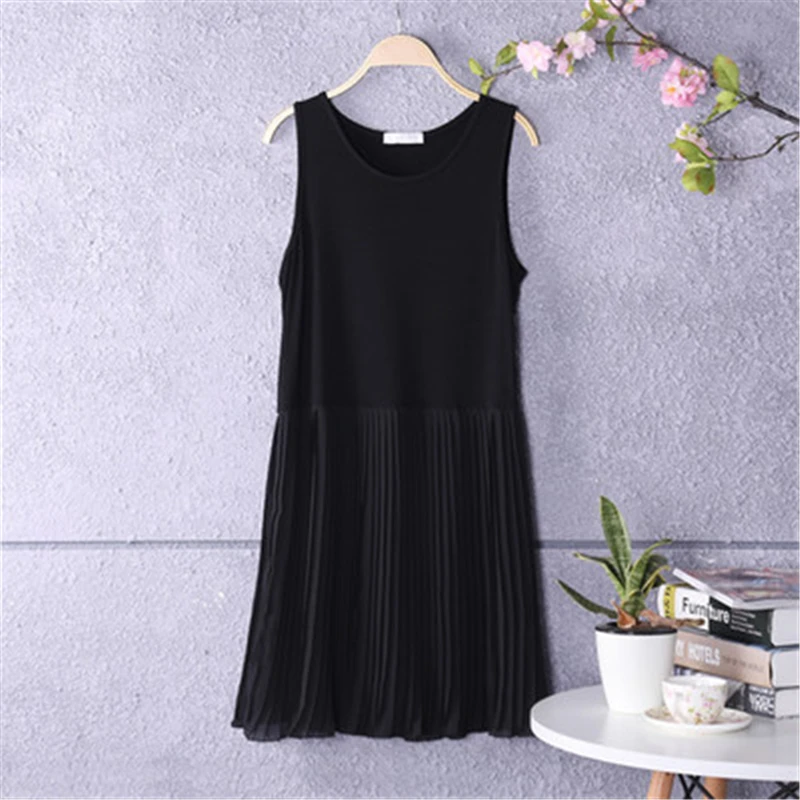 Женское шифоновое платье на бретельках плиссированное платье-трапеция без